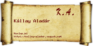 Kállay Aladár névjegykártya